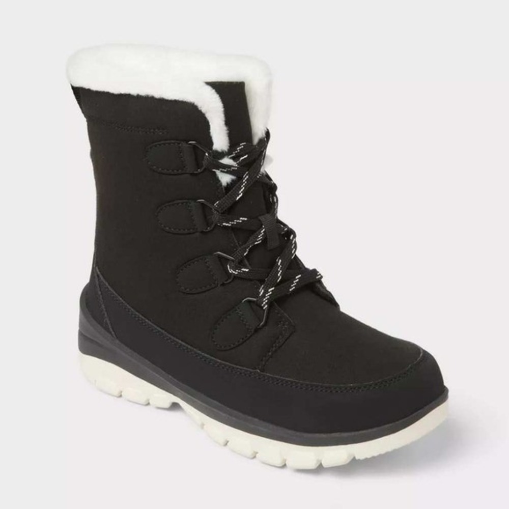 Women's Universal Thread Corie Shearling Hiker Boots Black Size 9 New With Tags